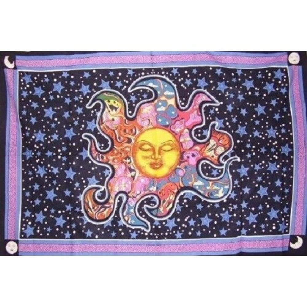 New Large Dreaming Sun Celestial Stars Tapestry Indian Hippie Dorm Decor Moon